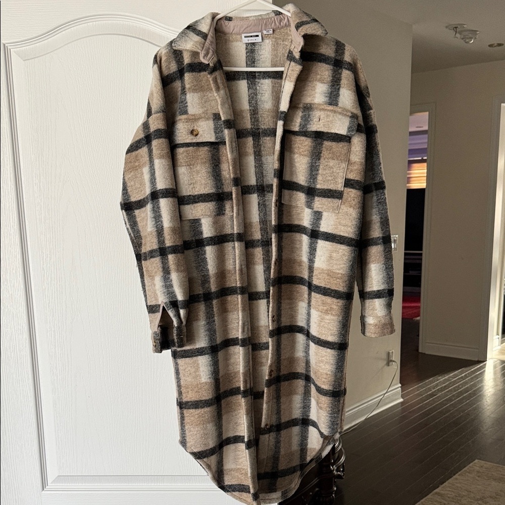 Plaid Longline Coat/Cardigan